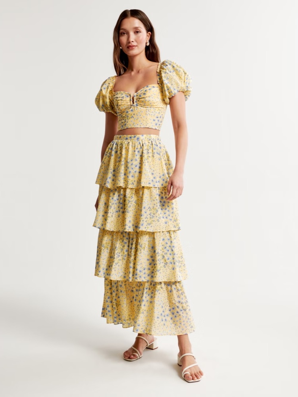 Abercrombie & Fitch Drama Tiered Floral Print Maxi Skirt